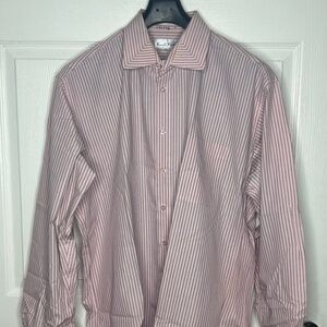 Karl Knox Pink Striped Dress Shirt 18.5/36–37 – French Cuff – Classic Fit